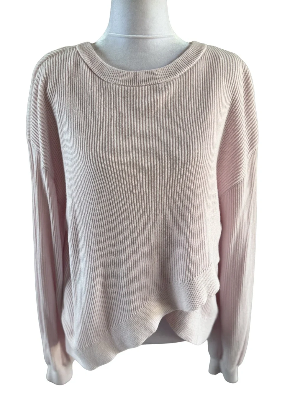 Lululemon Reversible Crossover Pink Ribbed Sweater XL cotton stretch Crop Large